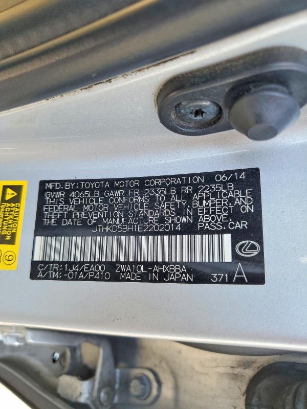 Продаж на аукціоні авто 2014 Lexus Ct, vin: JTHKD5BH1E2202014, номер лоту: 50519676