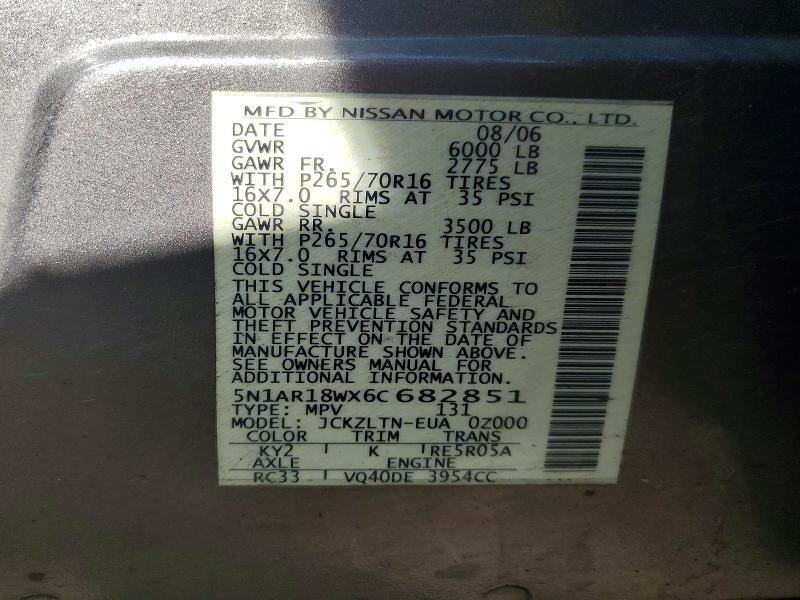 Aukcja sprzedaży 2006 Nissan Pathfinder, vin: 5N1AR18WX6C682851, numer aukcji: 50993046