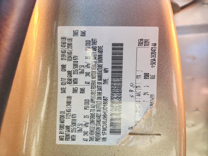 Aukcja sprzedaży 2017 Ford Escape, vin: 1FMCU0J96HUD18087, numer aukcji: 48821346