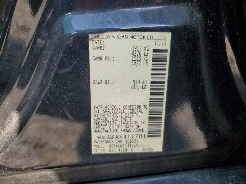 Aukcja sprzedaży 2016 Nissan Altima, vin: 1N4AL3AP0GN311701, numer aukcji: 51360746