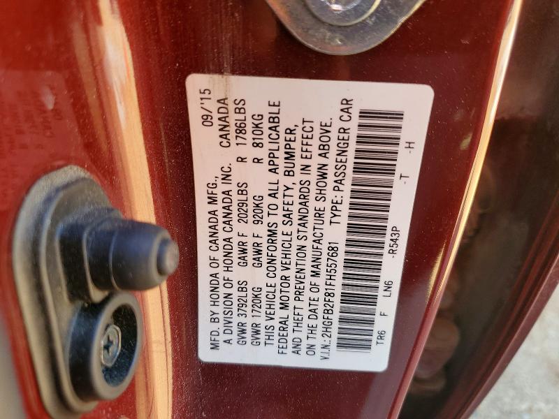 Aukcja sprzedaży 2015 Honda Civic, vin: 2HGFB2F81FH557681, numer aukcji: 48403956
