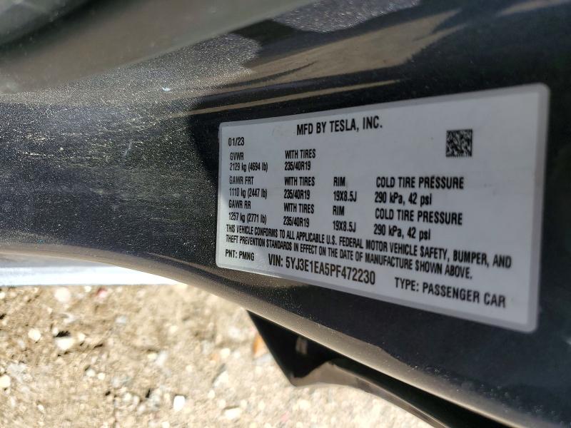 48993946 :رقم المزاد ، 5YJ3E1EA5PF472230 vin ، 2023 Tesla Model 3 مزاد بيع