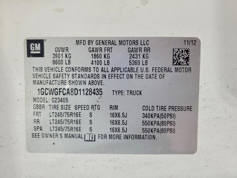 Продажа на аукционе авто 2013 Chevrolet Express G2500, vin: 1GCWGFCA8D1128435, номер лота: 55616036