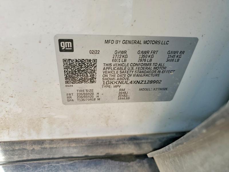 2022 Gmc Acadia მანქანა იყიდება აუქციონზე, vin: 1GKKNUL4XNZ128902, აუქციონის ნომერი: 48710066