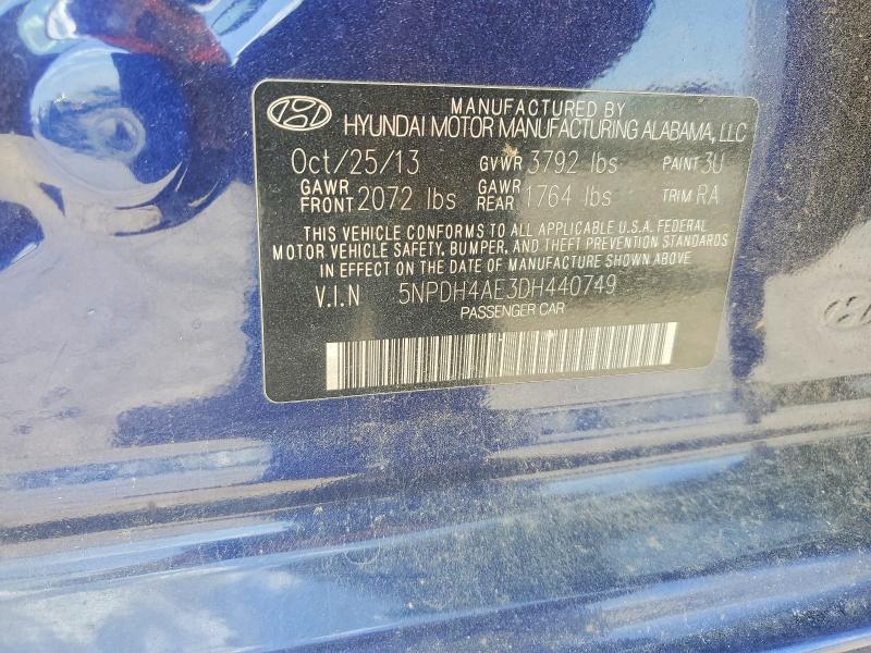 Продаж на аукціоні авто 2013 Hyundai Elantra, vin: 5NPDH4AE3DH440749, номер лоту: 50773036