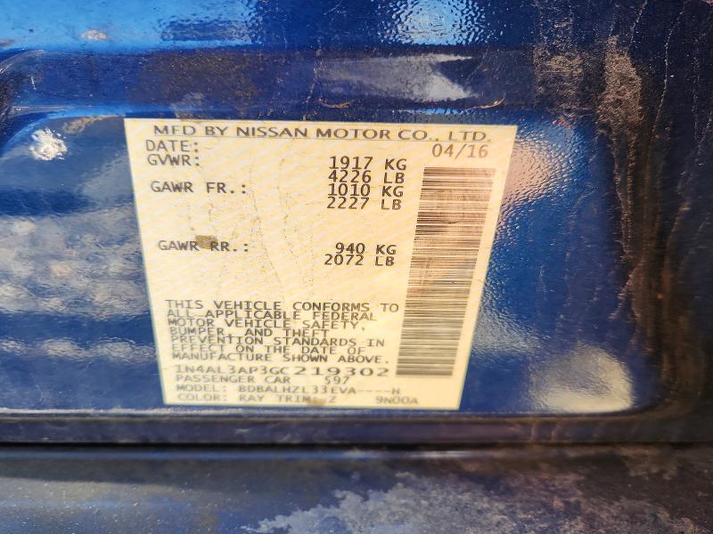2016 Nissan Altima მანქანა იყიდება აუქციონზე, vin: 1N4AL3AP3GC219302, აუქციონის ნომერი: 48147376