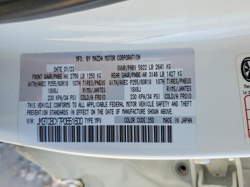 48987556 :رقم المزاد ، JM3TCBCY7P0651600 vin ، 2023 Mazda Cx-9 مزاد بيع