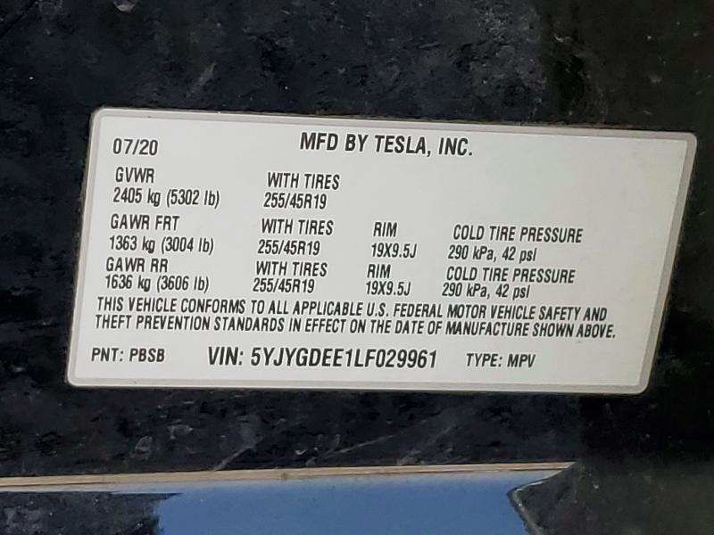 Продаж на аукціоні авто 2020 Tesla Model Y, vin: 5YJYGDEE1LF029961, номер лоту: 50098116