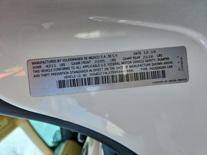 51453586 :رقم المزاد ، 3VWDZ7AJ7BM344946 vin ، 2011 Volkswagen Jetta مزاد بيع