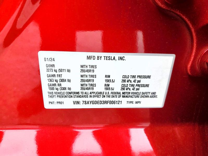 2024 Tesla Model Y მანქანა იყიდება აუქციონზე, vin: 7SAYGDED3RF006121, აუქციონის ნომერი: 50196486