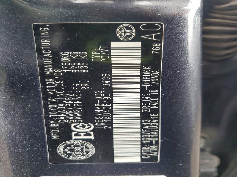 Продажа на аукционе авто 2009 Toyota Matrix, vin: 2T1KU40E49C113436, номер лота: 49875686