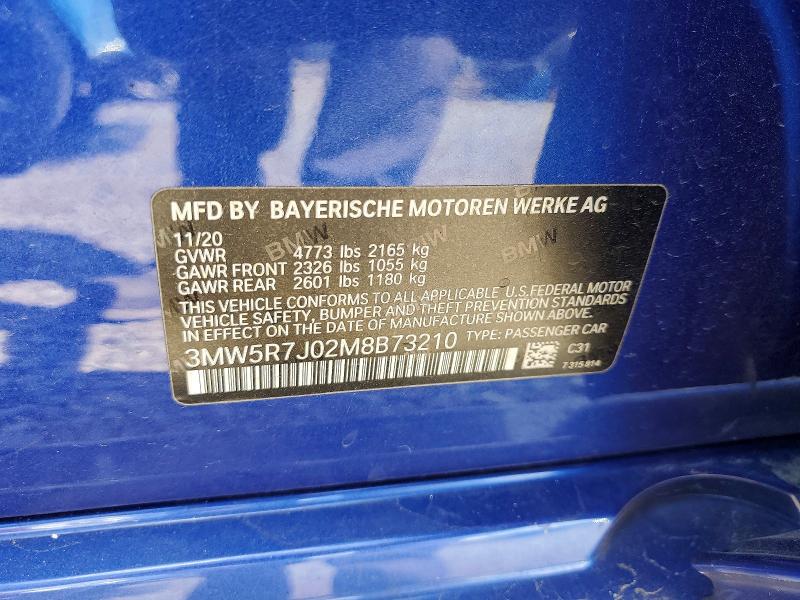 Продаж на аукціоні авто 2021 Bmw 330xi, vin: 3MW5R7J02M8B73210, номер лоту: 50394976