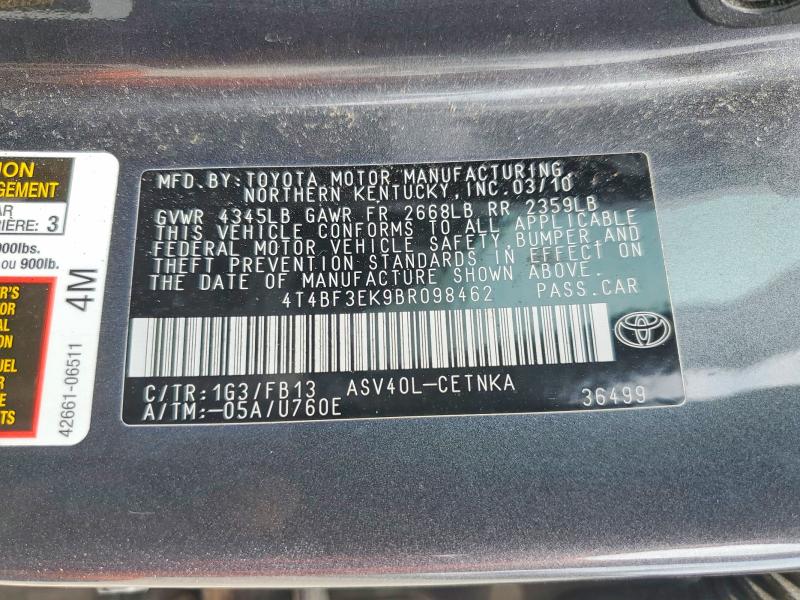 48989636 :رقم المزاد ، 4T4BF3EK9BR098462 vin ، 2011 Toyota Camry مزاد بيع