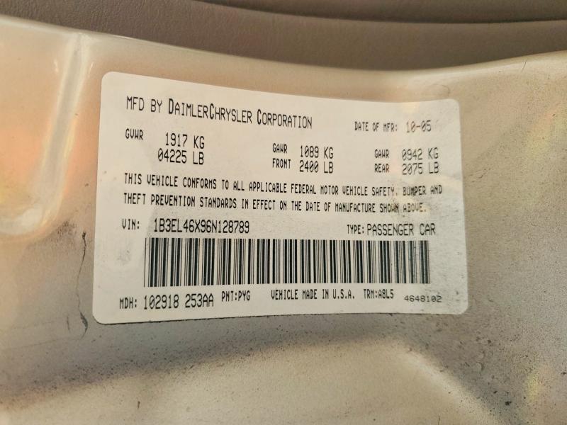 48710716 :رقم المزاد ، 1B3EL46X96N128789 vin ، 2006 Dodge Stratus مزاد بيع