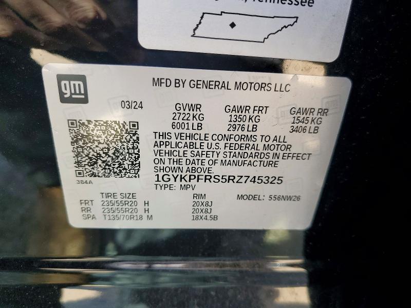 47939176 :رقم المزاد ، 1GYKPFRS5RZ745325 vin ، 2024 Cadillac Xt6 مزاد بيع