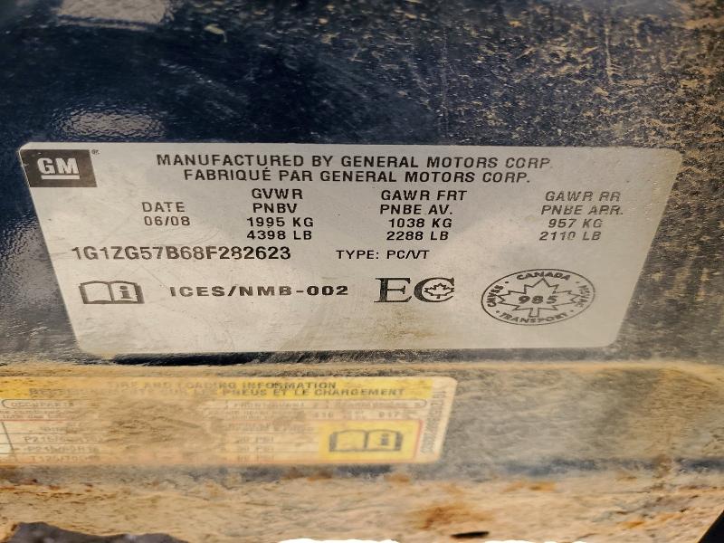 2008 Chevrolet Malibu მანქანა იყიდება აუქციონზე, vin: 1G1ZG57B68F282623, აუქციონის ნომერი: 50409006