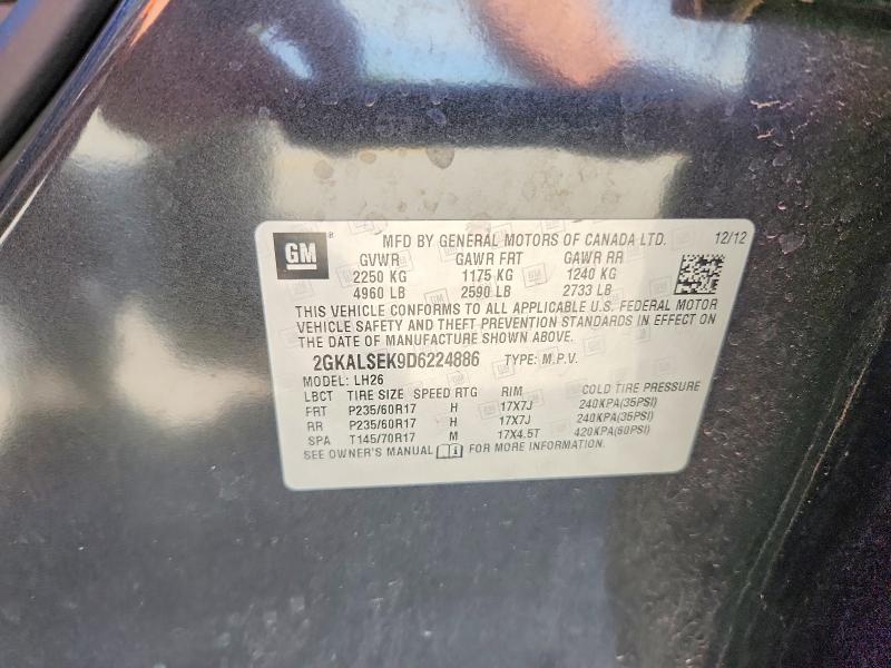 51764276 :رقم المزاد ، 2GKALSEK9D6224886 vin ، 2013 Gmc Terrain مزاد بيع