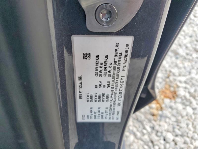 2022 Tesla Model 3 მანქანა იყიდება აუქციონზე, vin: 5YJ3E1EA7NF317711, აუქციონის ნომერი: 49900356