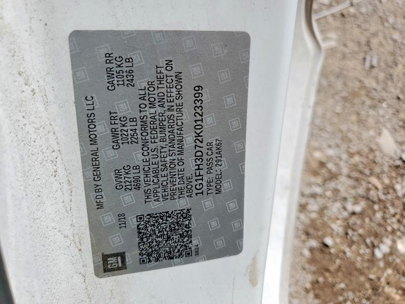 Продажа на аукционе авто 2019 Chevrolet Camaro, vin: 1G1FH3D72K0123399, номер лота: 50242966