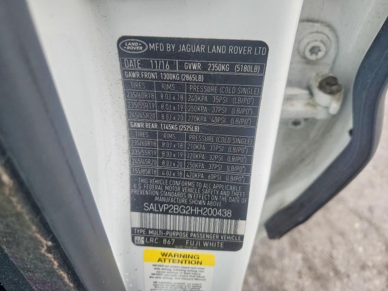 Aukcja sprzedaży 2017 Land Rover Rng Rov 4d 4x4 Autobio, vin: SALVP2BG2HH200438, numer aukcji: 48080446