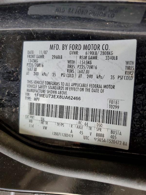 2008 Ford Explorer მანქანა იყიდება აუქციონზე, vin: 1FMEU73EX8UA62466, აუქციონის ნომერი: 48700316