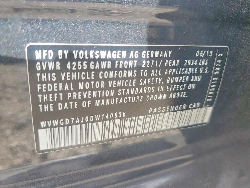 Продажа на аукционе авто 2013 Volkswagen Gti, vin: WVWGD7AJ0DW140636, номер лота: 50002706