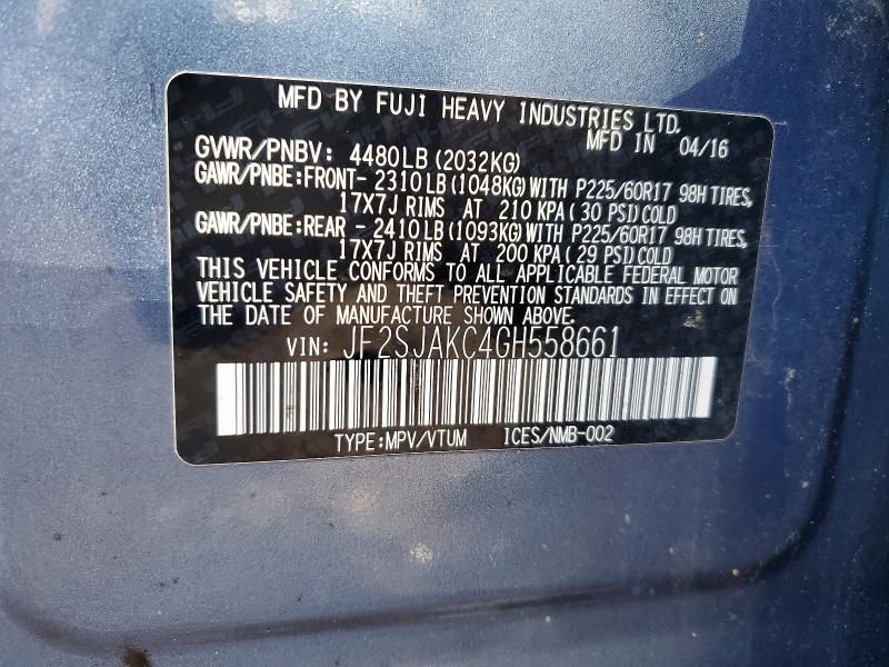 Продаж на аукціоні авто 2016 Subaru Forester, vin: JF2SJAKC4GH558661, номер лоту: 48764046