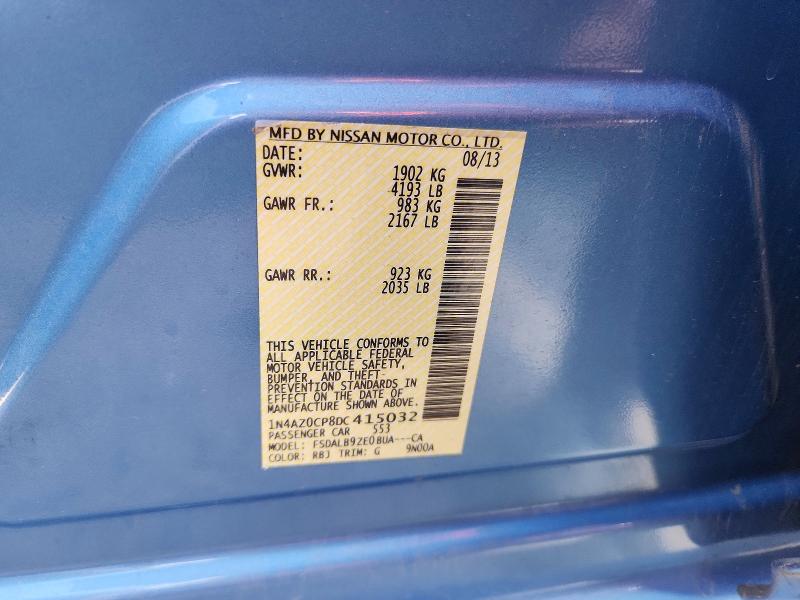 2013 Nissan Leaf მანქანა იყიდება აუქციონზე, vin: 1N4AZ0CP8DC415032, აუქციონის ნომერი: 48796876