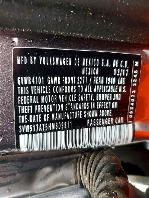 Aukcja sprzedaży 2017 Volkswagen Beetle, vin: 3VW517AT5HM809911, numer aukcji: 51430116