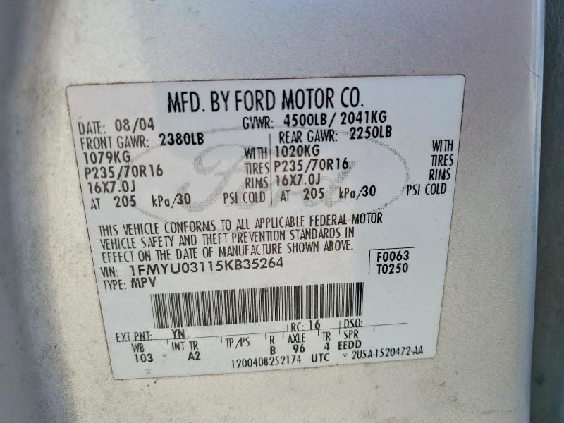 Auction sale of the 2005 Ford Escape, vin: 1FMYU03115KB35264, lot number: 48570456