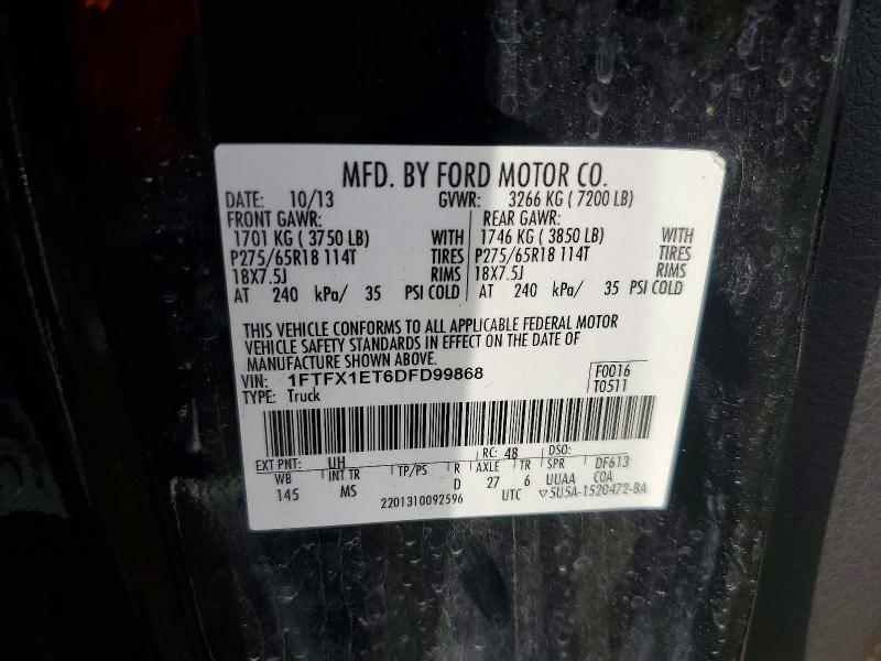 50122986 :رقم المزاد ، 1FTFX1ET6DFD99868 vin ، 2013 Ford F150 مزاد بيع
