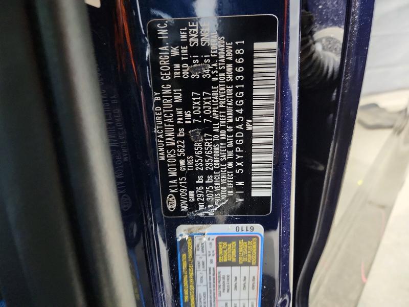 Aukcja sprzedaży 2016 Kia Sorento, vin: 5XYPGDA54GG136681, numer aukcji: 50600026