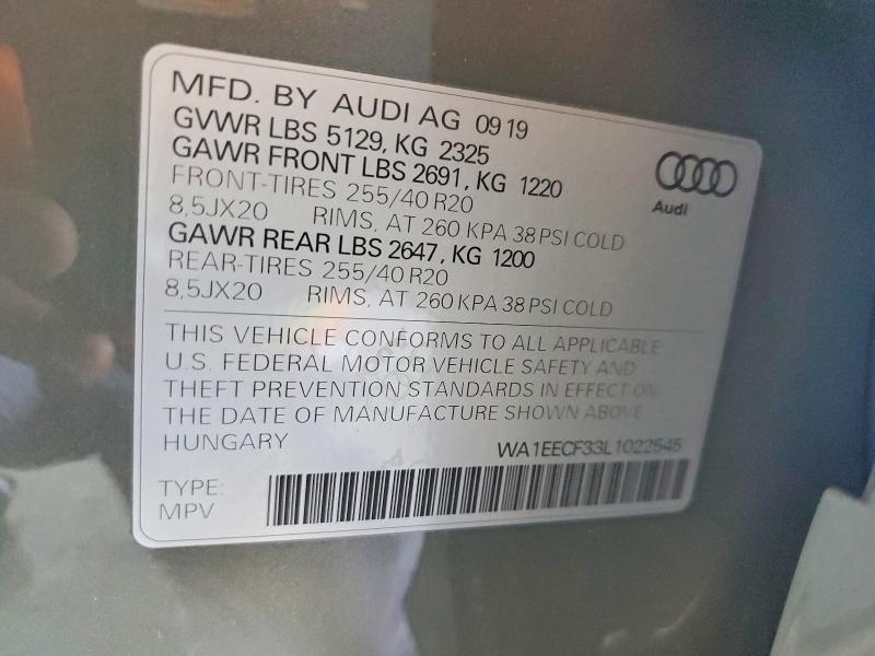 Aukcja sprzedaży 2020 Audi Q3, vin: WA1EECF33L1022545, numer aukcji: 48506706