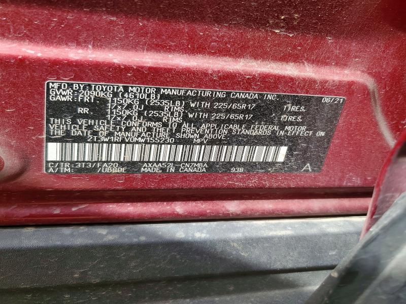 Продажа на аукционе авто 2021 Toyota Rav4, vin: 2T3W1RFV0MW155230, номер лота: 49661526