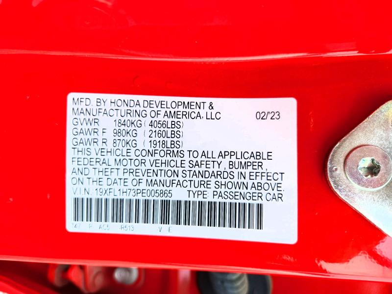 Продаж на аукціоні авто 2023 Honda Civic, vin: 19XFL1H73PE005865, номер лоту: 48518726