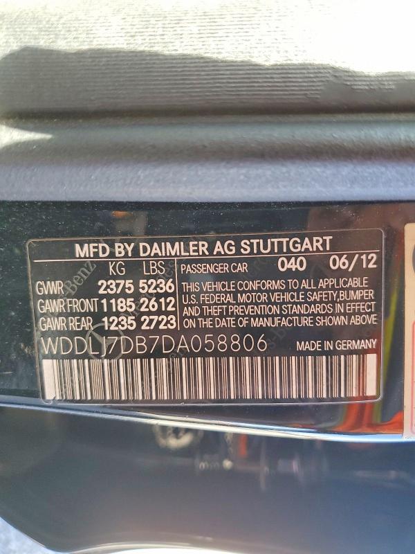 2013 Mercedes-benz Cls მანქანა იყიდება აუქციონზე, vin: WDDLJ7DB7DA058806, აუქციონის ნომერი: 50668726