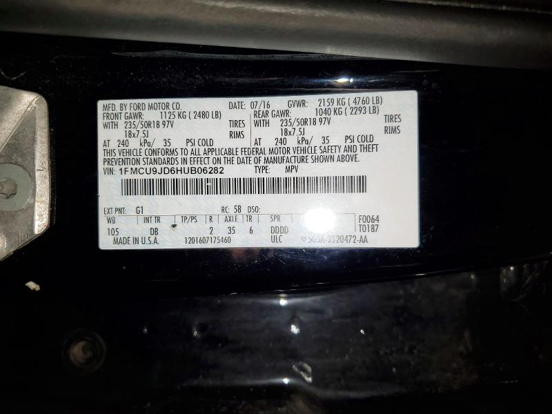 50346456 :رقم المزاد ، 1FMCU9JD6HUB06282 vin ، 2017 Ford Escape مزاد بيع