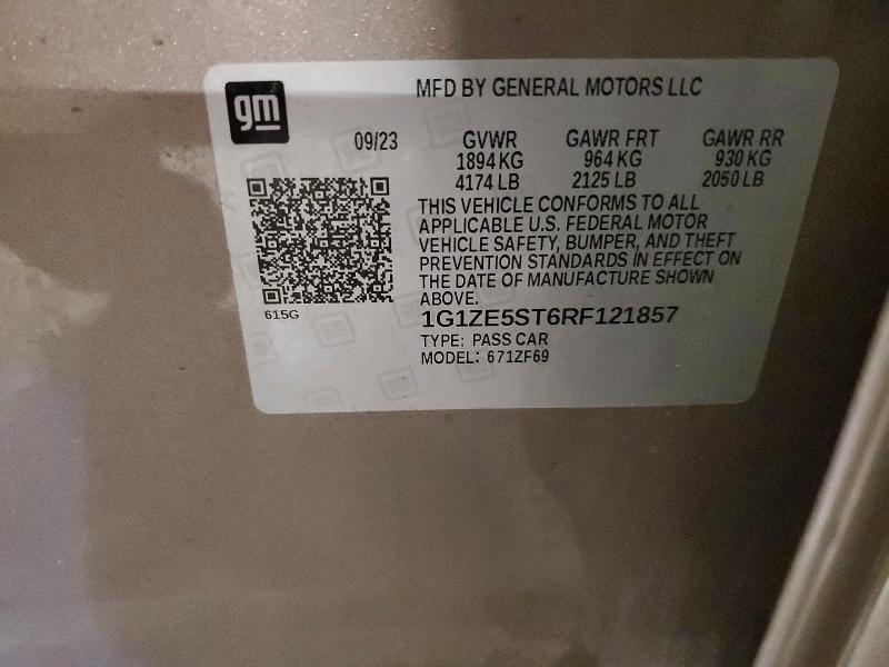 Aukcja sprzedaży 2024 Chevrolet Malibu, vin: 1G1ZE5ST6RF121857, numer aukcji: 48764756