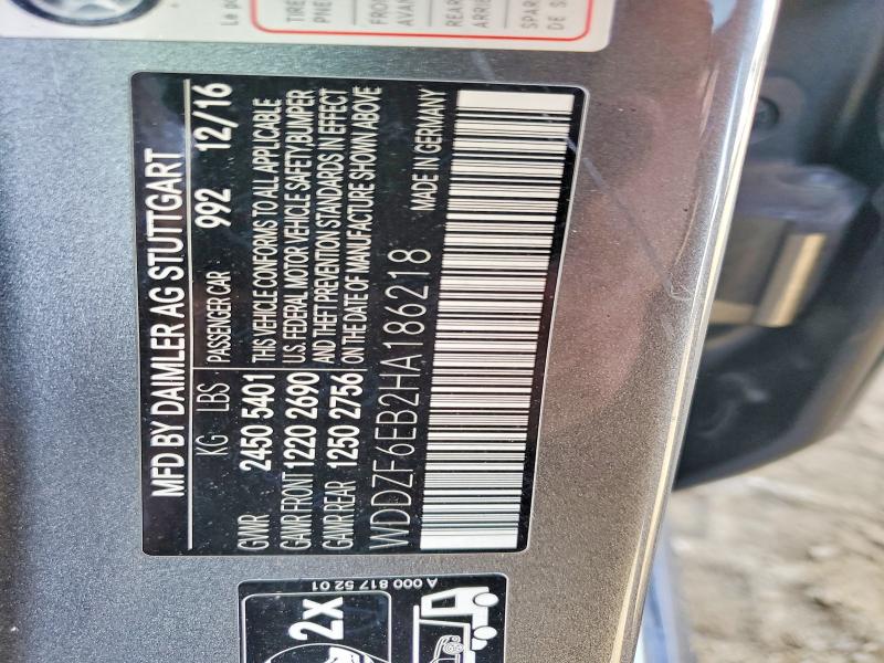 48012336 :رقم المزاد ، WDDZF6EB2HA186218 vin ، 2017 Mercedes-benz E مزاد بيع