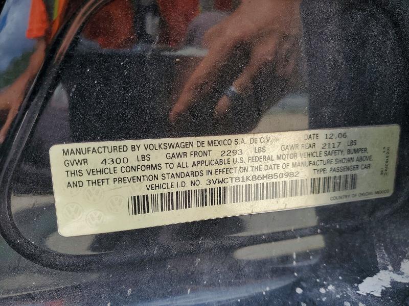 51457966 :رقم المزاد ، 3VWCT81K86M850982 vin ، 2006 Volkswagen Jetta مزاد بيع