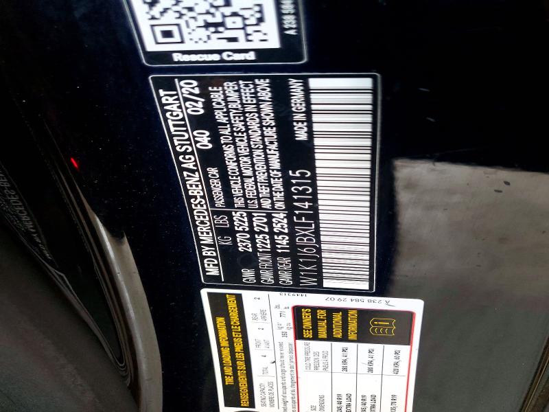 51816426 :رقم المزاد ، W1K1J6JBXLF141315 vin ، 2020 Mercedes-benz E مزاد بيع