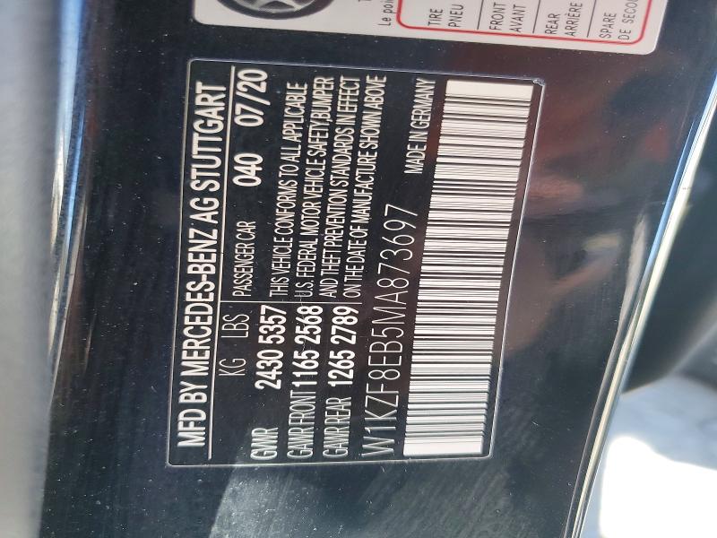 Продаж на аукціоні авто 2021 Mercedes-benz E, vin: W1KZF8EB5MA873697, номер лоту: 48012406