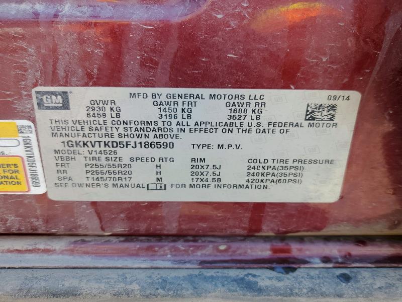 Продажа на аукционе авто 2015 Gmc Acadia, vin: 1GKKVTKD5FJ186590, номер лота: 50737716