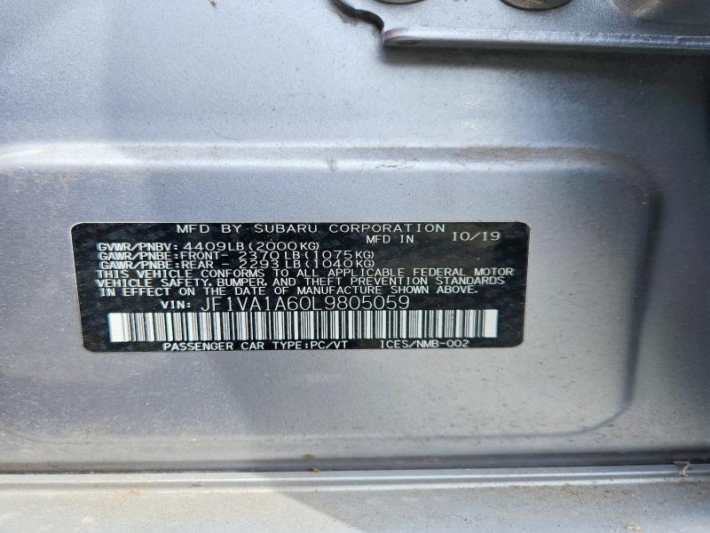 Продажа на аукционе авто 2020 Subaru Wrx, vin: JF1VA1A60L9805059, номер лота: 48679306