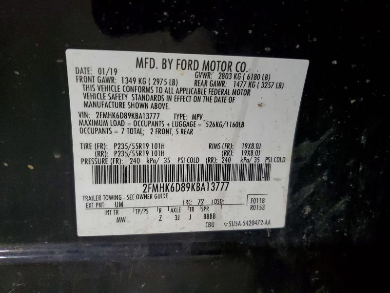 Продаж на аукціоні авто 2019 Ford Flex, vin: 2FMHK6D89KBA13777, номер лоту: 50748676