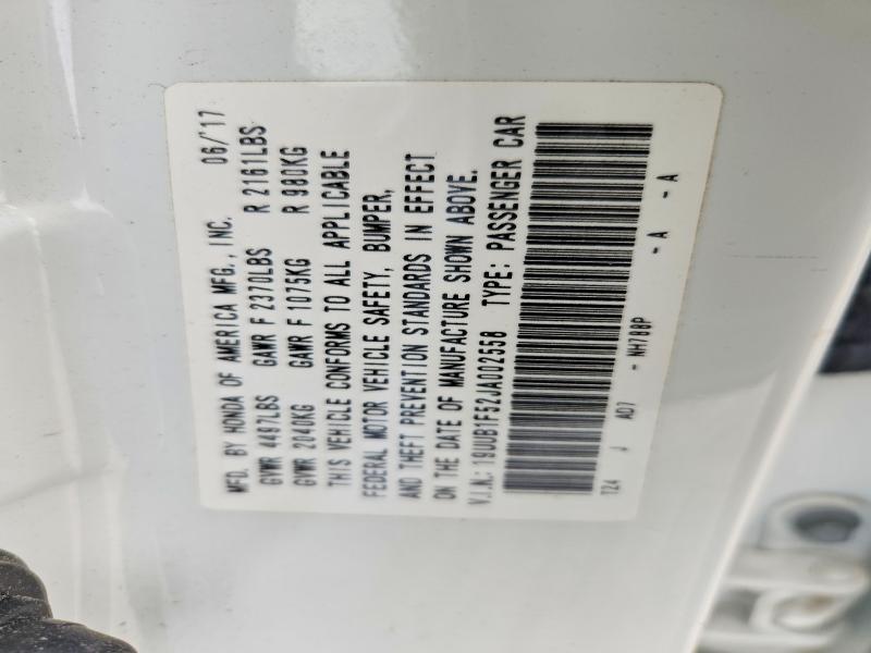 2018 Acura Tlx მანქანა იყიდება აუქციონზე, vin: 19UUB1F52JA002558, აუქციონის ნომერი: 50268516