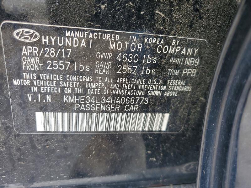 2017 Hyundai Sonata Hybrid მანქანა იყიდება აუქციონზე, vin: KMHE34L34HA066773, აუქციონის ნომერი: 51338156