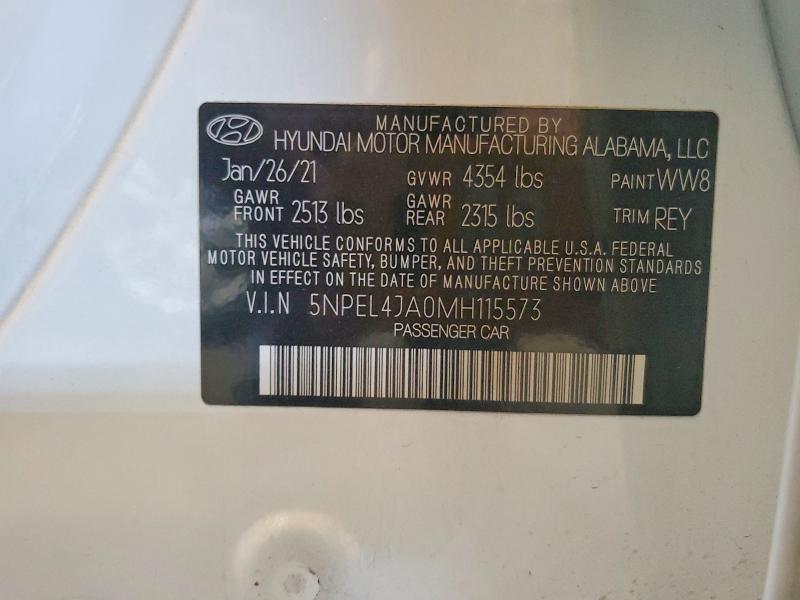 Aukcja sprzedaży 2021 Hyundai Sonata, vin: 5NPEL4JA0MH115573, numer aukcji: 51405386