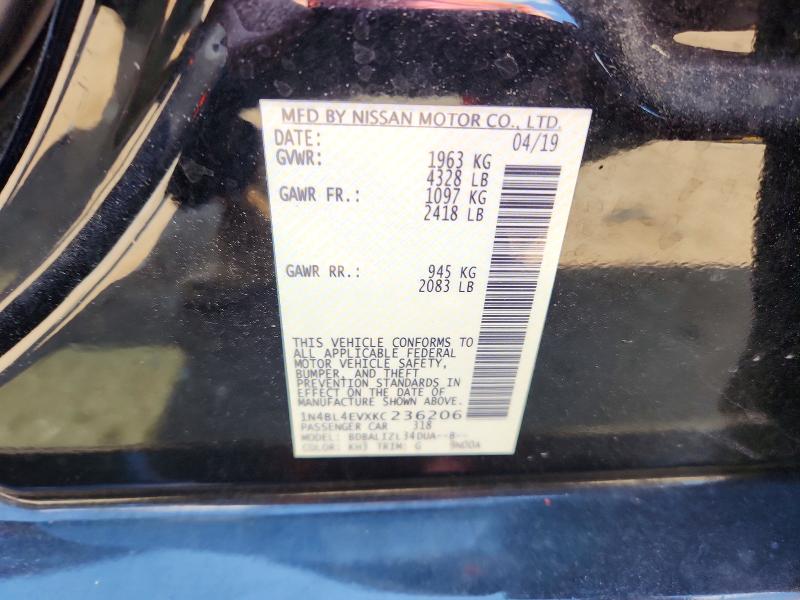Aukcja sprzedaży 2019 Nissan Altima, vin: 1N4BL4EVXKC236206, numer aukcji: 51162716