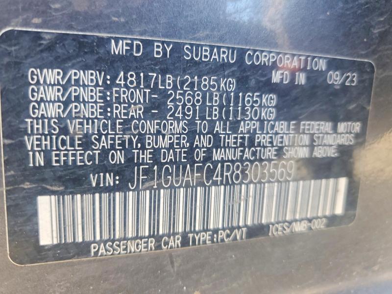 Aukcja sprzedaży 2024 Subaru Impreza, vin: JF1GUAFC4R8303569, numer aukcji: 51311256
